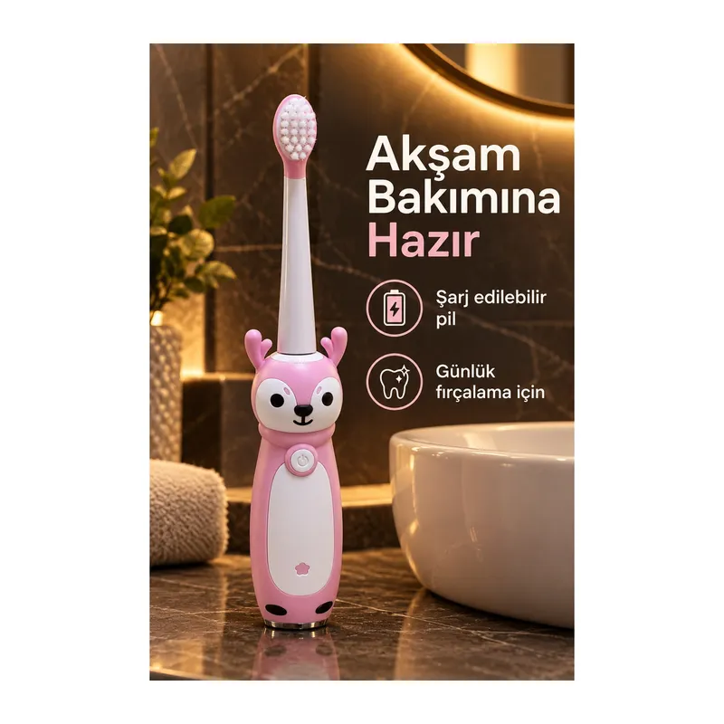 Şarjlı Diş Fırçası Pembe Gövdeli Yedek Başlıklı