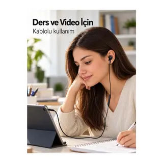 Müzik ve Görüşme İçin Mikrofonlu Siyah Kulaklık