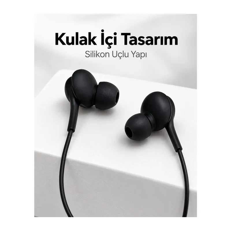 Siyah Tasarımlı Jak Girişli Kablolu Kulak İçi Kulaklık