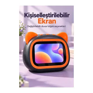 Ekranlı Masaüstü Hoparlör Turuncu Çerçeveli Yuvarlatılmış Gövde