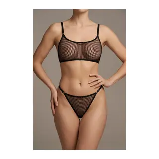 Siyah File Bralet ve Tanga Fantazi İç Giyim Takımı TM1477