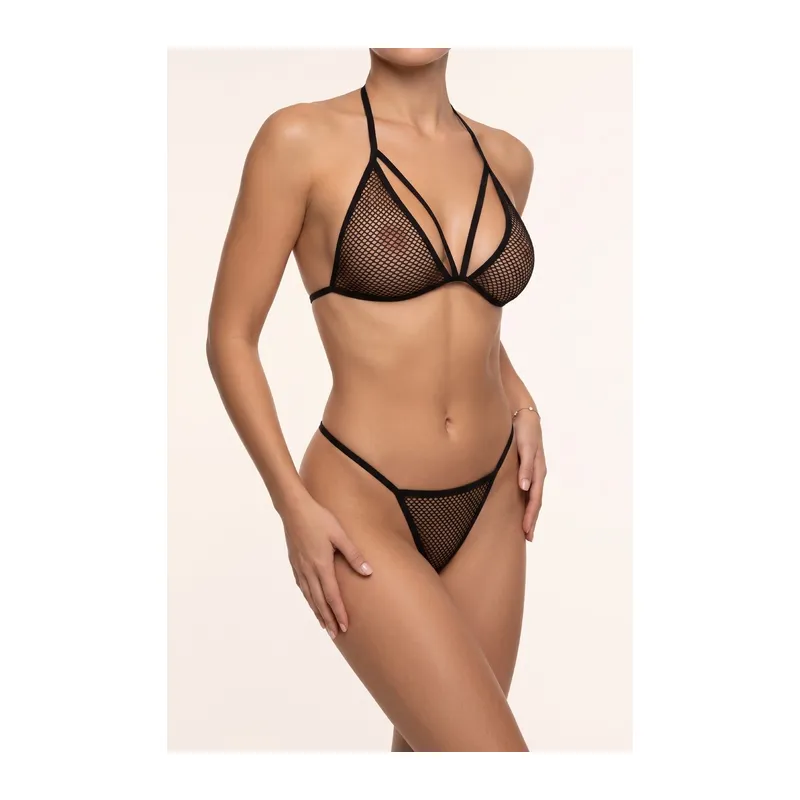 Siyah Boyundan Bağlamalı File Bralet ve T-String Fantazi Takım TM1482