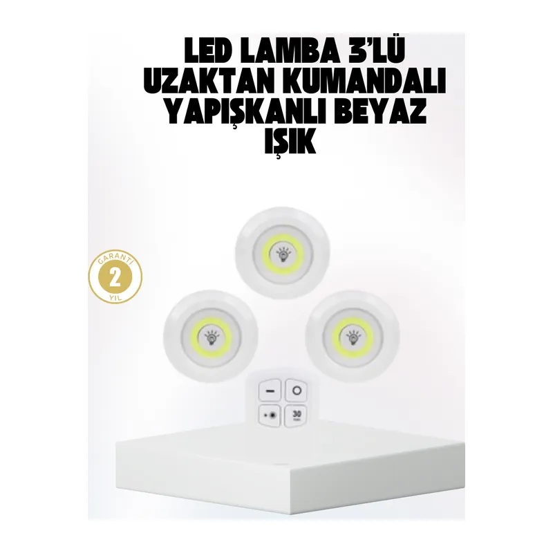 Kablosuz Gün Işığı 3’lü LED Spot Lamba Kumandalı