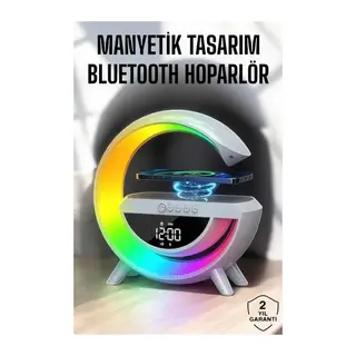 Bluetooth Hoparlör Dijital Göstergeli Wireless Şarj RGB Işıklı