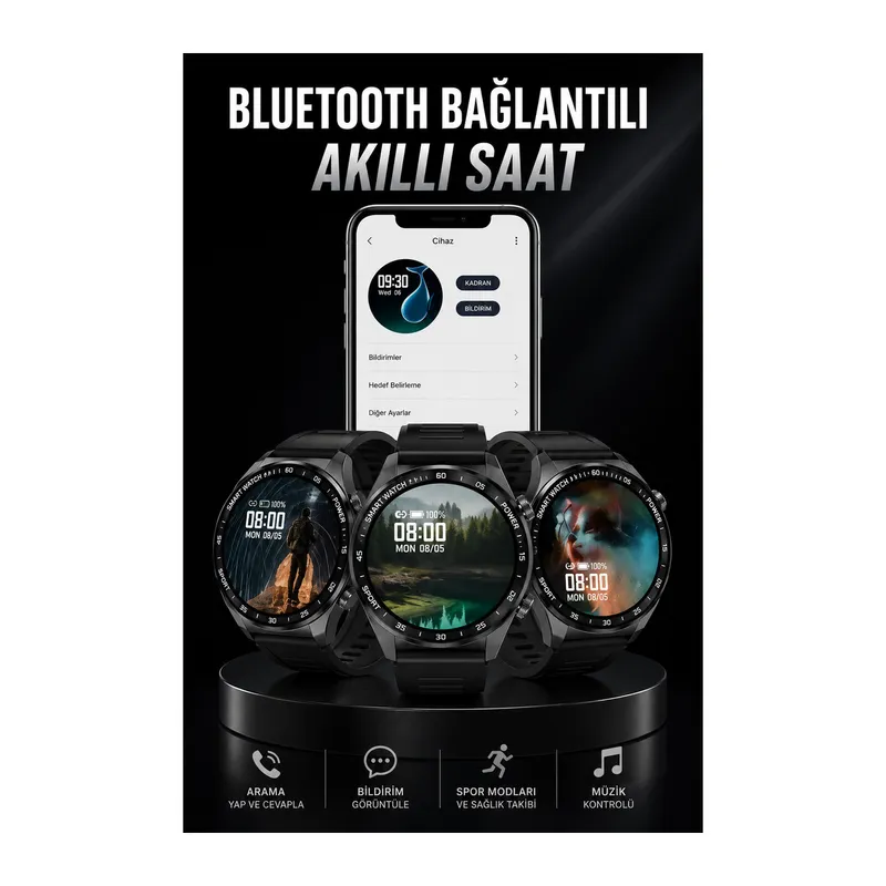 Akıllı Saat GPS VE NFC Özelliği Sesli Görüşme Dokunmstik Ekran