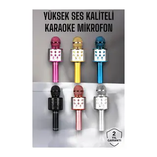 Kablosuz Bluetooth Karaoke Mikrofon USB ve AUX Girişli, Yüksek Ses Kalitesi