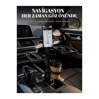 Araç Bardaklık Organizeri Telefon Tutuculu Çok Amaçlı Konsol Aparatı