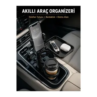 Araç Konsolu İçin Telefon Tutuculu Bardaklık Düzenleyici
