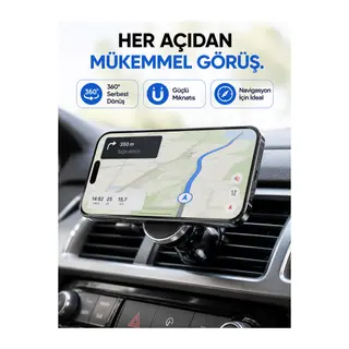 Araç İçi Manyetik Telefon Tutucu Havalandırma Izgarası Uyumlu Telefon Tutacağı