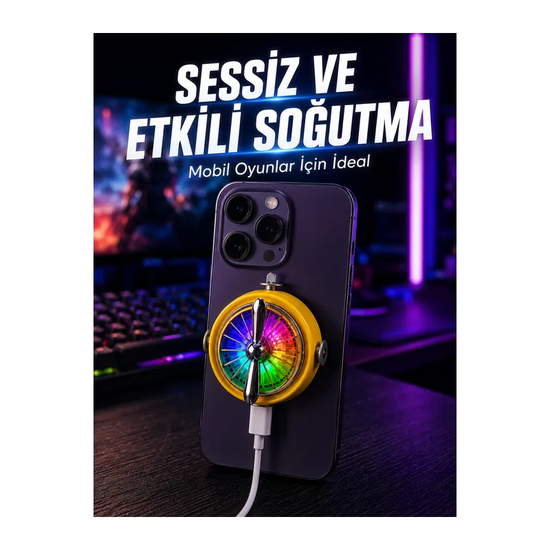 Manyetik Telefon Soğutucu RGB Fanlı Mobil Oyun Soğutucusu