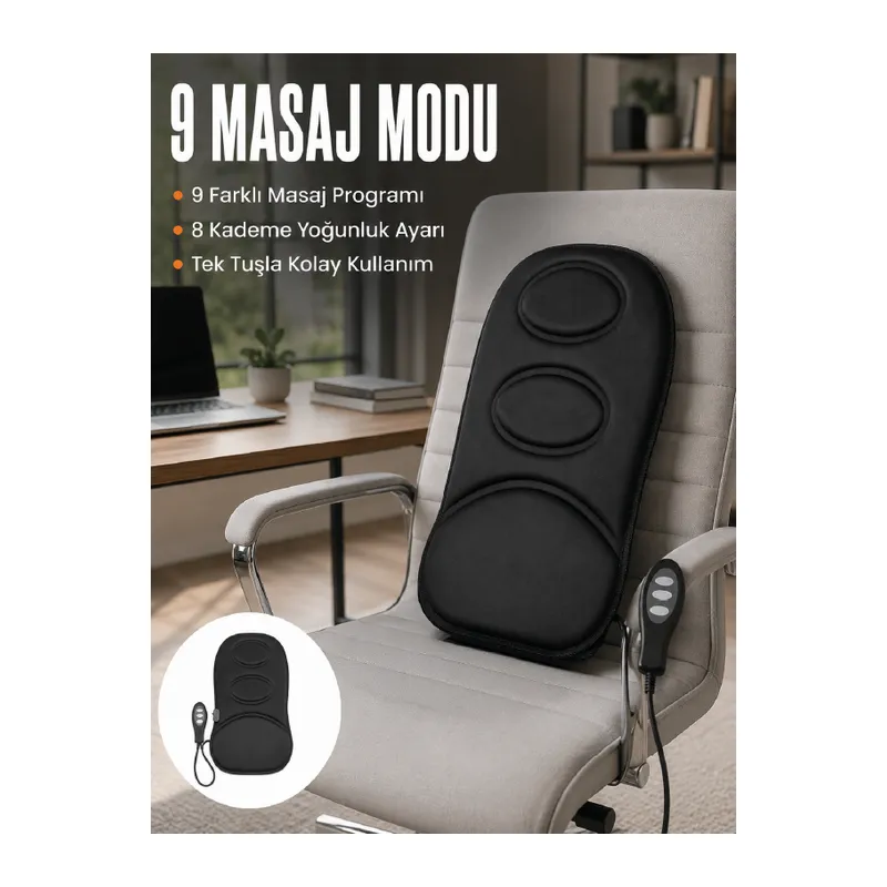 Motorlu Isıtmalı Masaj Minderi Masaj Modlu Ev, Ofis ve Araç Koltuk Pedi