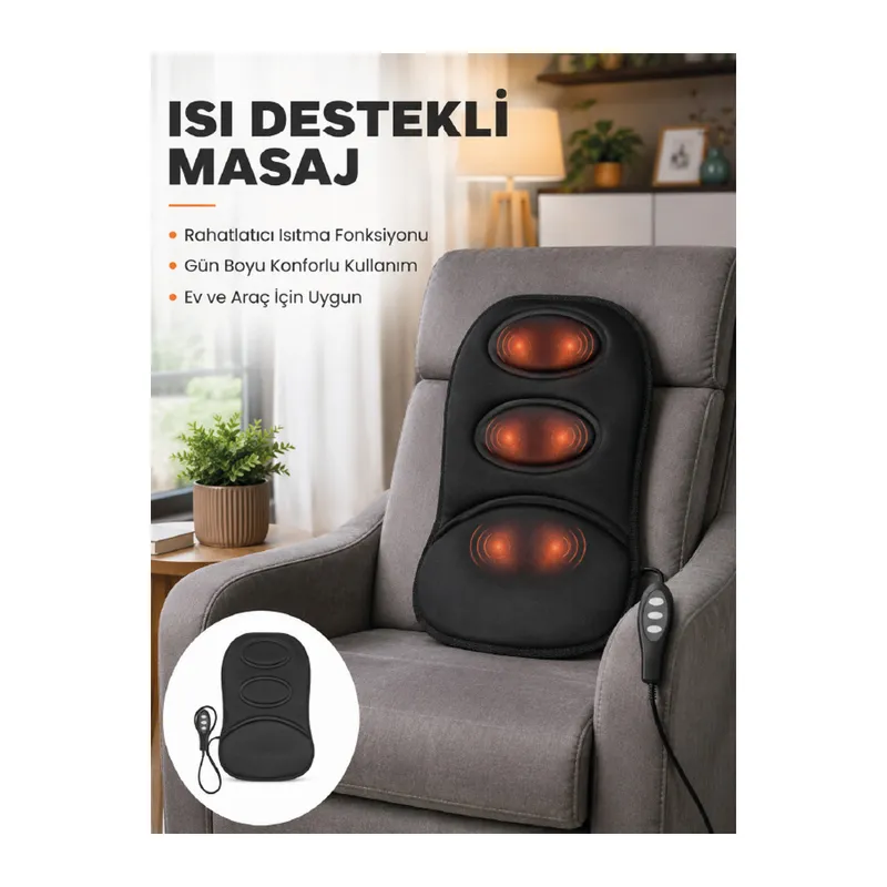 Isıtmalı Masaj Minderi Masaj Motoru, Kablolu Kumanda ve Çoklu Masaj Modu