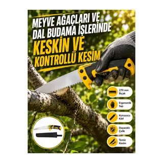 Kılıflı Budama Bahçe Testeresi 270 mm Düz Bıçaklı