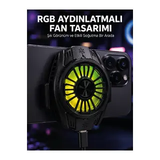 RGB Fan Aydınlatmalı Sessiz Çalışan Telefon Soğutucu