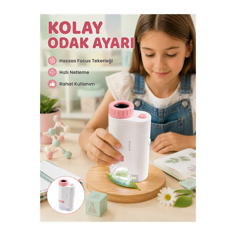 LED Aydınlatmalı Taşınabilir Mikroskop 80X-200X Ayarlanabilir Büyütme Özellikli