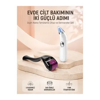 Dermaroller ve Vakumlu Siyah Nokta Temizleme Cihazı 2’li Cilt Bakım Seti