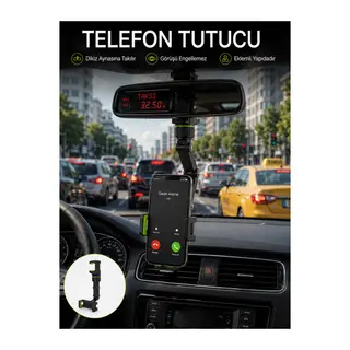 Ayarlanabilir Dikiz Aynası Telefon Tutucu Görüş Açısını Engellemeyen Araç Aparatı