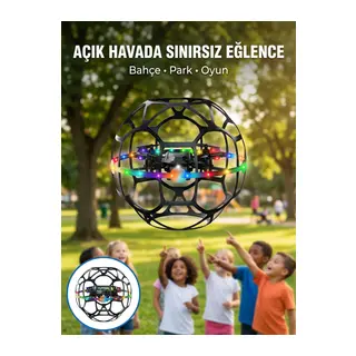 Şarjlı Futbol Topu Tasarımlı Mini Drone LED Aydınlatmalı Akıllı
