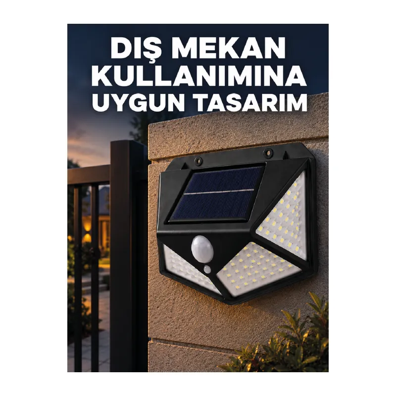 Güneş Enerjisi ile Şarj Olan Hareket Sensörlü 3 Modlu LED Dış Mekan Duvar Aydınlatması