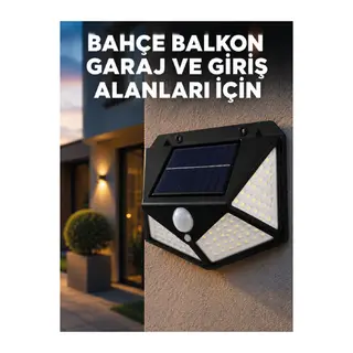 Solar LED Bahçe Aydınlatma Lambası 3 Işık Modlu Sensörlü Duvar Tipi Dış Mekan