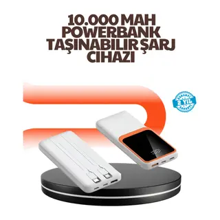 Taşınabilir 10000 mAh Powerbank Dijital Göstergeli, Type-C ve USB Çıkışlı