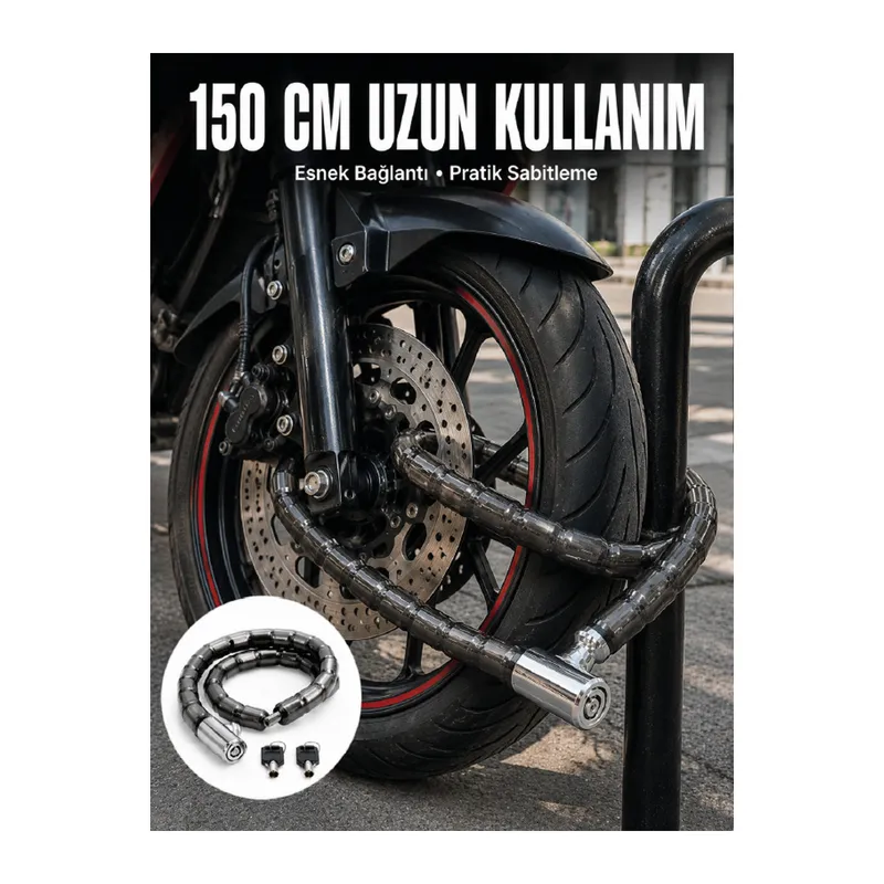 Blok Çelik Halkalı Yapısıyla Üst Düzey Güvenlik Sunan Motosiklet Kilidi