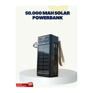 LED Aydınlatmalı Güneş Panelli Powerbank Seyahat ve Kamp İçin