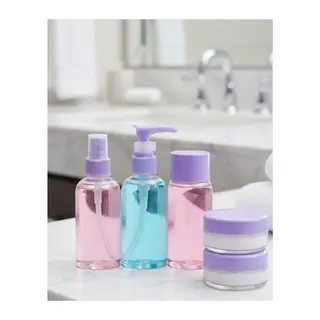 Taşınabilir 5’li Seyahat Banyo Seti Şeffaf Kozmetik Kapları