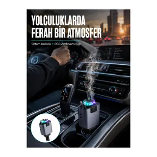 Araç İçi Çok Fonksiyonlu Şarj Cihazı Hava Nemlendirici Aroma ve Yıldız Işık Yeni Nesil