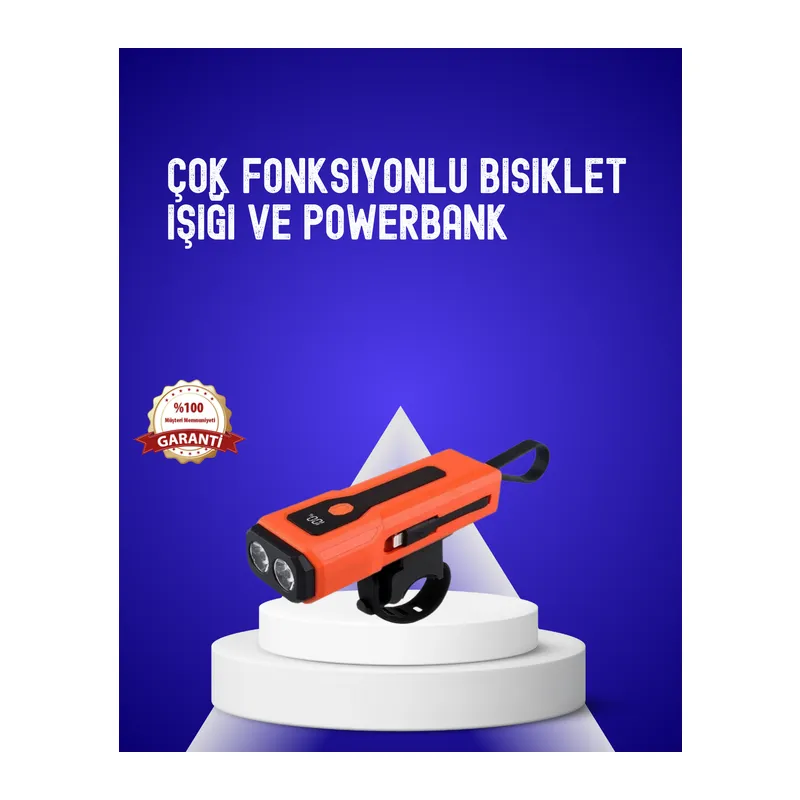 600 Lümen Şarjlı Bisiklet Farı COB Yan Çakar Acil Durum