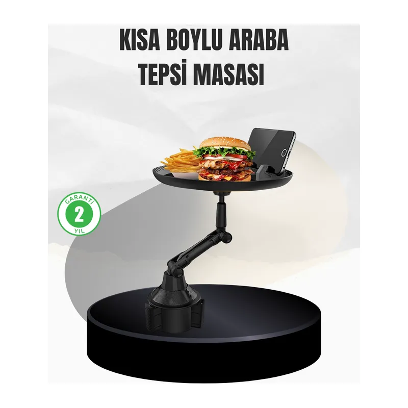 Universal Araç İçi Bardaklık Tepsisi 9 İnç Yemek Alanı ve Telefon Standlı