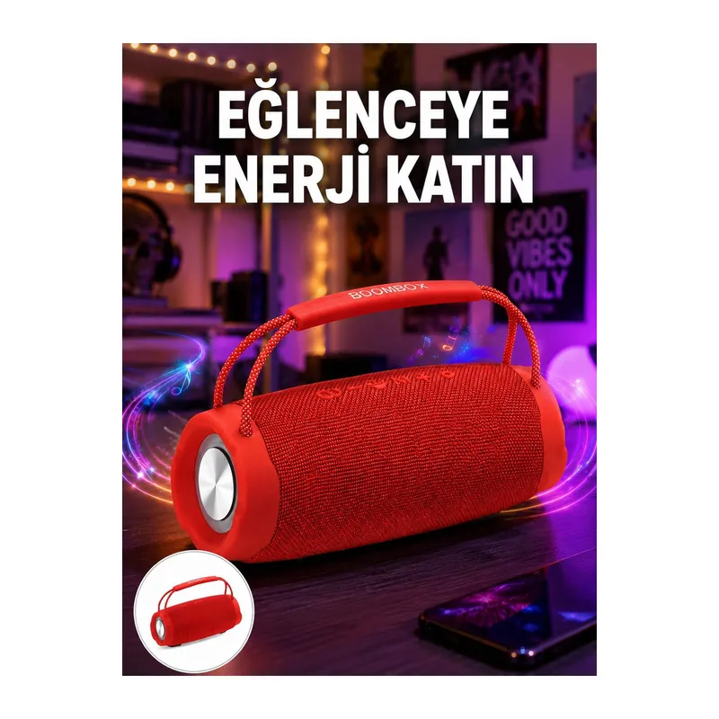 Derin Baslı Çift Hoparlörlü Taşınabilir Kablosuz Hoparlör Yeni Nesil