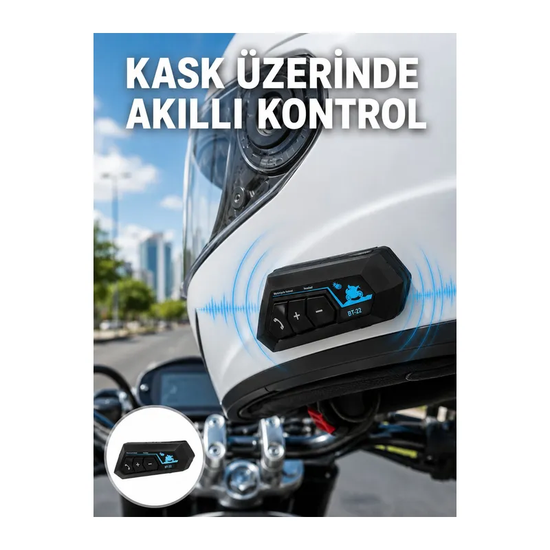 Bluetooth Kask Kulaklığı Intercom 5.0 Bluetooth Android ve İOS Uyumlu Yeni Nesil