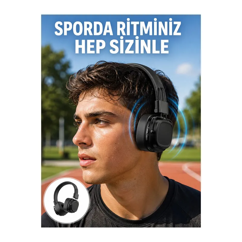 Katlanabilir Tasarımlı Taşınabilir Kablosuz Müzik Kulaklığı Yeni Nesil