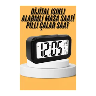 Dijital Masa Saati Takvim Çalar Saat Alarmlı Işıklı Led Ekran Pilli