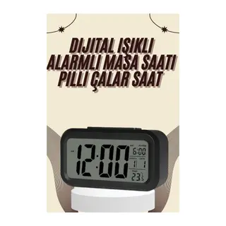 Dijital Masa Saati Termometreli Takvim Çalar Saat Led Ekran Pilli