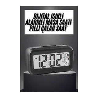 Gece Dijital Masa Saati Dijital Alarmlı Led Ekran Pilli Çalar Saat
