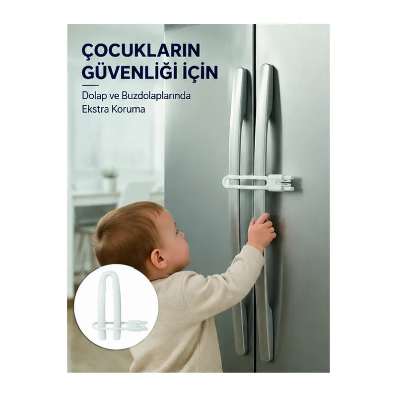 4 Adet Dolap Kapak Kilidi Ev İçi Güvenlik İçin Pratik Koruma Seti Yeni Nesil
