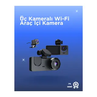 Gelişmiş G-Sensörlü Üçlü Araç Kamerası – 5” LCD Ekran ve Hareket Algılama