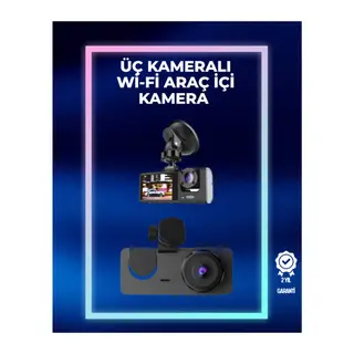 1080p Ön + 720p Arka & İç Kamera – Suya Dayanıklı Araç Güvenlik Kamerası