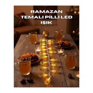 Ramazan Işıkları Pilli Altın Fener Tasarımlı Dekoratif LED Aydınlatma