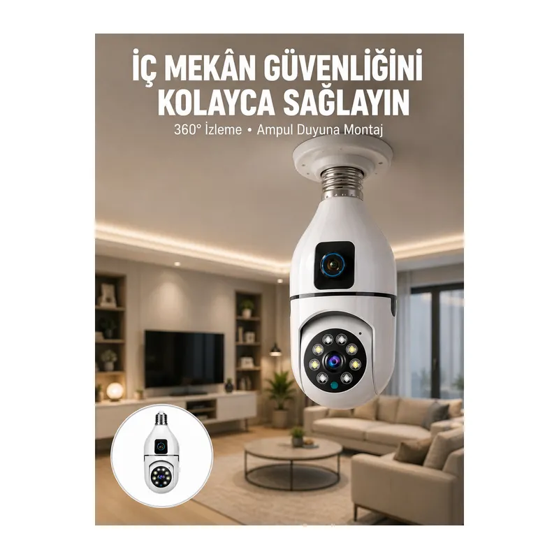 Tak Çalıştır Ampul Kamera – Full HD 1080P Kablosuz Güvenlik Çözümü Yeni Nesil