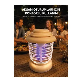 Mor Işık Destekli Kamp ve Bahçe Sinek Kovucu Lamba