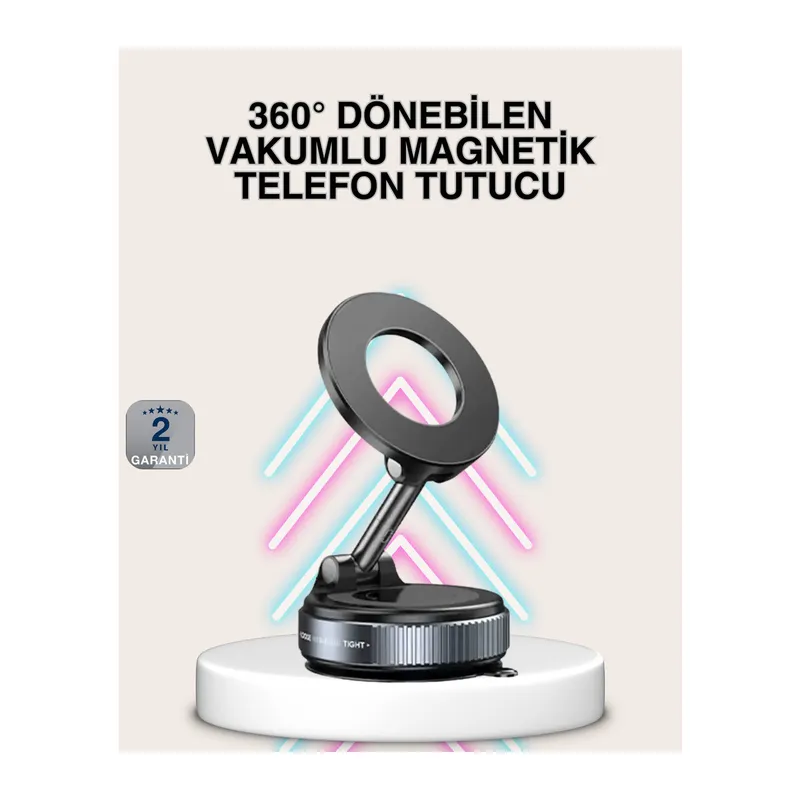 Güçlü Mıknatıslı Vakumlu Araç Telefon Tutucu Alüminyum Gövde