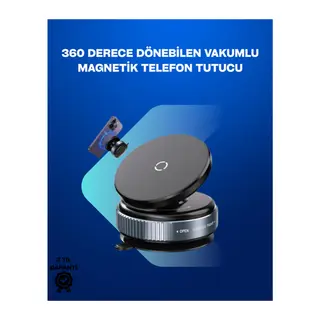 Güçlü Manyetik Tutuşlu 360° Döner Araç Telefon Tutucu – Vakumlu Montajlı