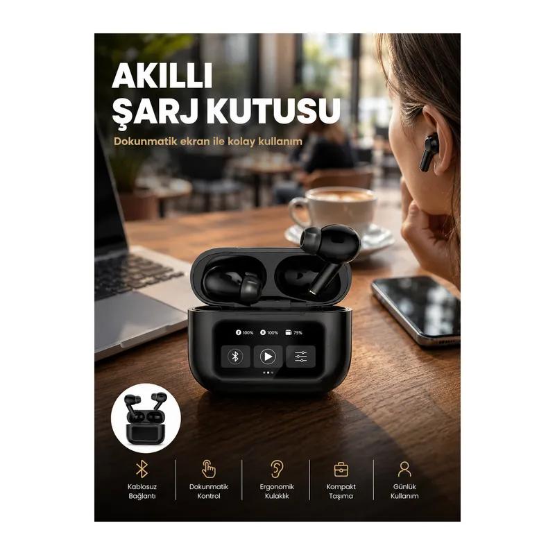 Kablosuz Bluetooth Kulaklık Pro Yeni Nesil Dokunmatik Kontrol Yeni Nesil