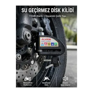 Suya Dayanıklı 110dB Alarmlı Çelik Disk Kilidi Yeni Nesil