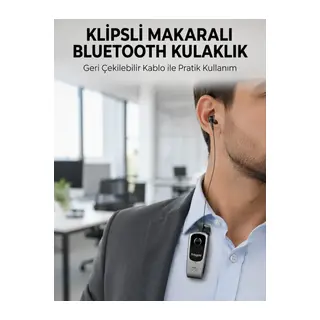 Klipsli Tasarımlı Bluetooth Kulaklık Uzun Pil Ömrü