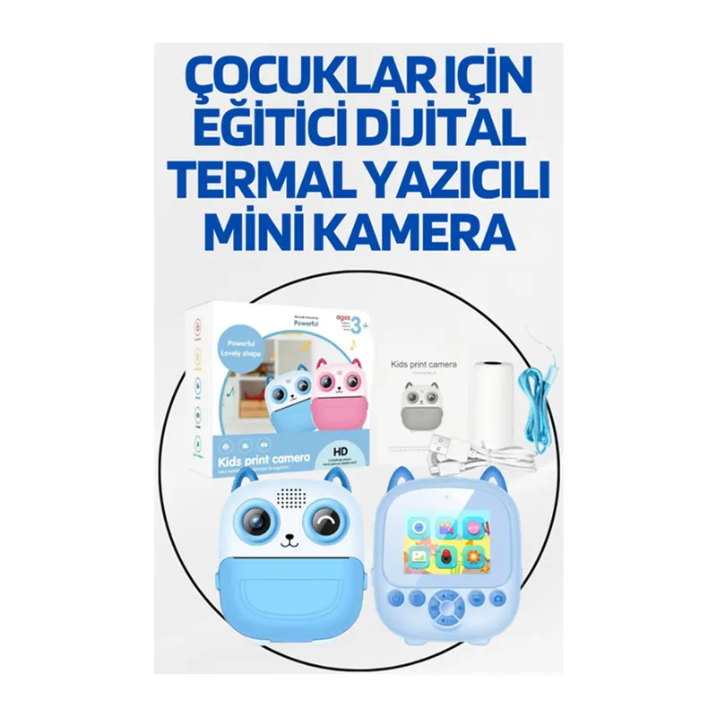 Dijital Termal Yazıcılı Mini Kamera – HD Video & Anında Fotoğraf Çıktısı