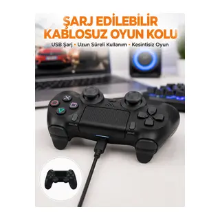 PS4 Uyumlu Kablosuz Oyun Kolu – Titreşimli, Şarjlı ve Ergonomik Yeni Nesil